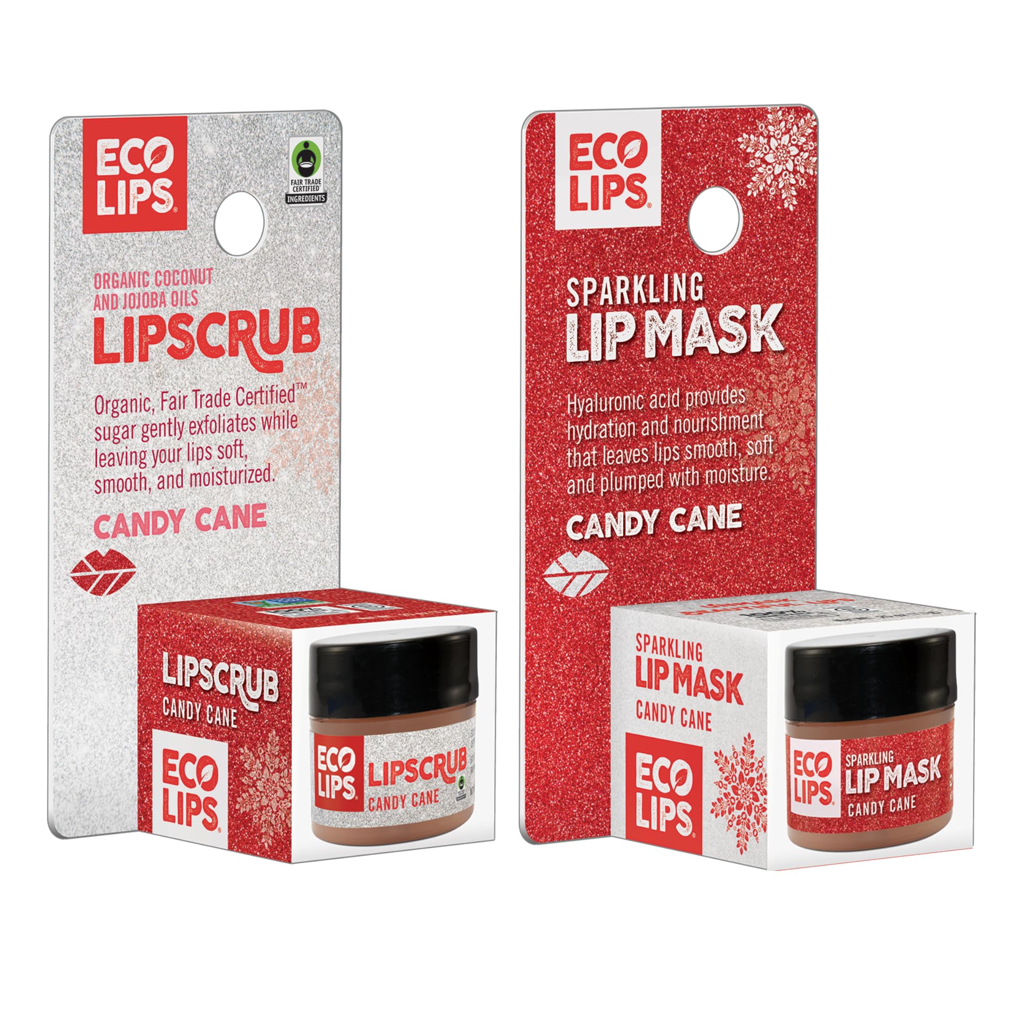 Eco Lips Vanilla Mint Candy Cane Lip Scrub & Lip Mask Duo – Natural Exfoliating Lip Care Set (2 x 0.25 oz)