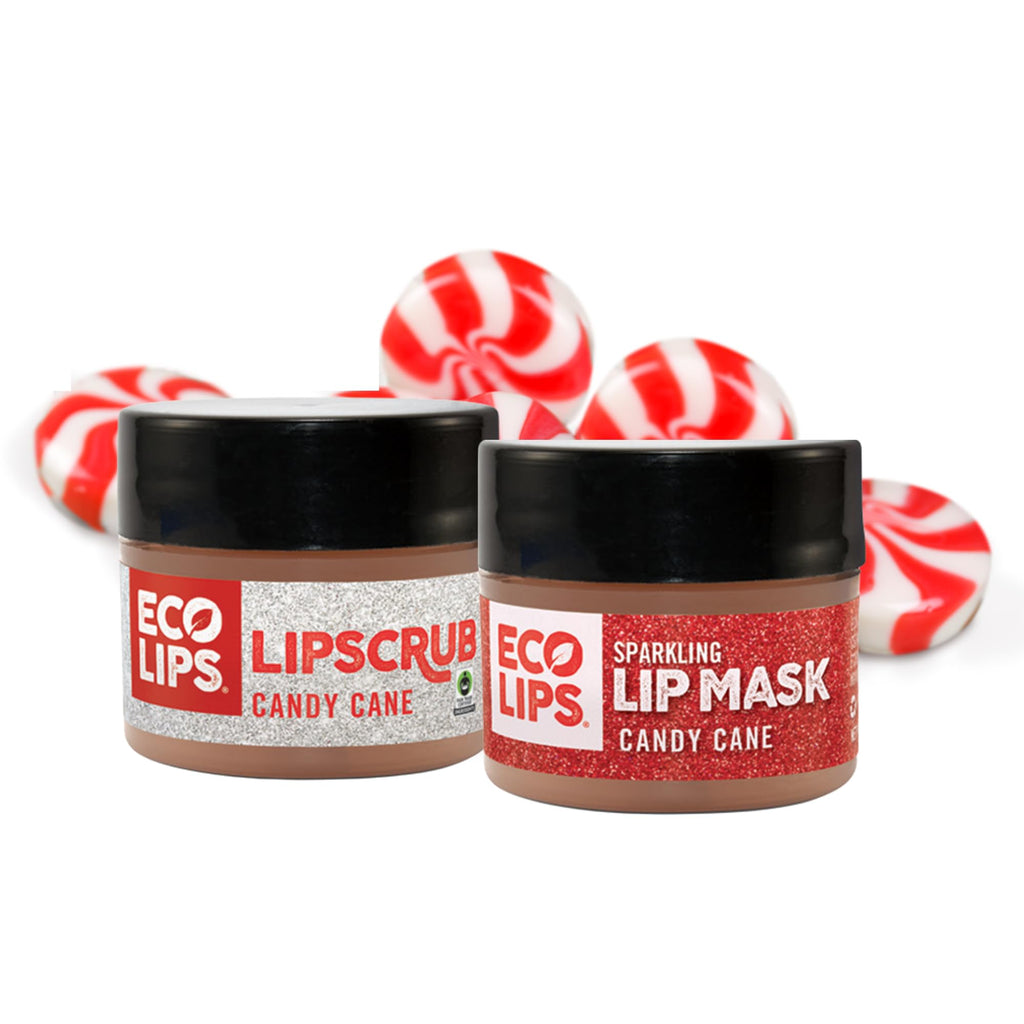 Eco Lips Vanilla Mint Candy Cane Lip Scrub & Lip Mask Duo – Natural Exfoliating Lip Care Set (2 x 0.25 oz)