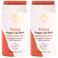 ECO ROOTS Tinted Lip Balm 2 Pack – Organic Vegan Lip Moisturizer, Plastic-Free, Compostable Packaging, Made in USA