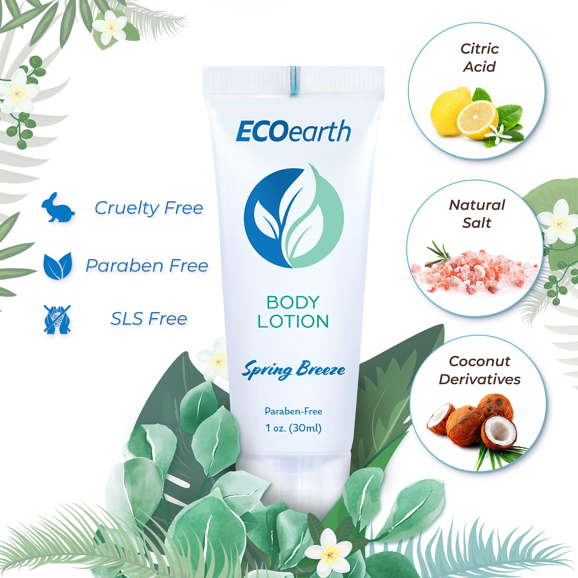 EcoEarth Travel Size Lotion – Spring Breeze (1 fl oz, 100 PK) for Hotels