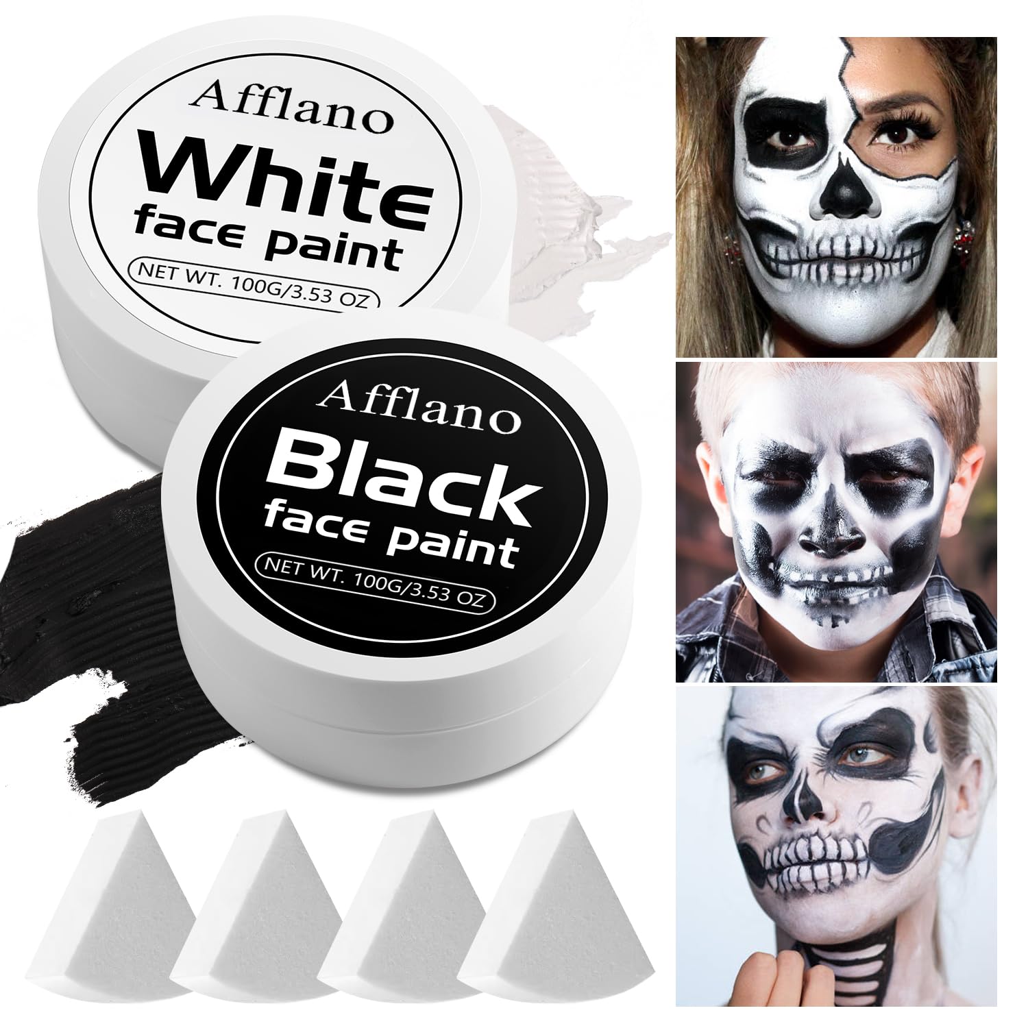 Ecofavor Black & White Face Paint Kit (6pcs) – Professional Oil-Based, Non-Toxic, Long-Lasting