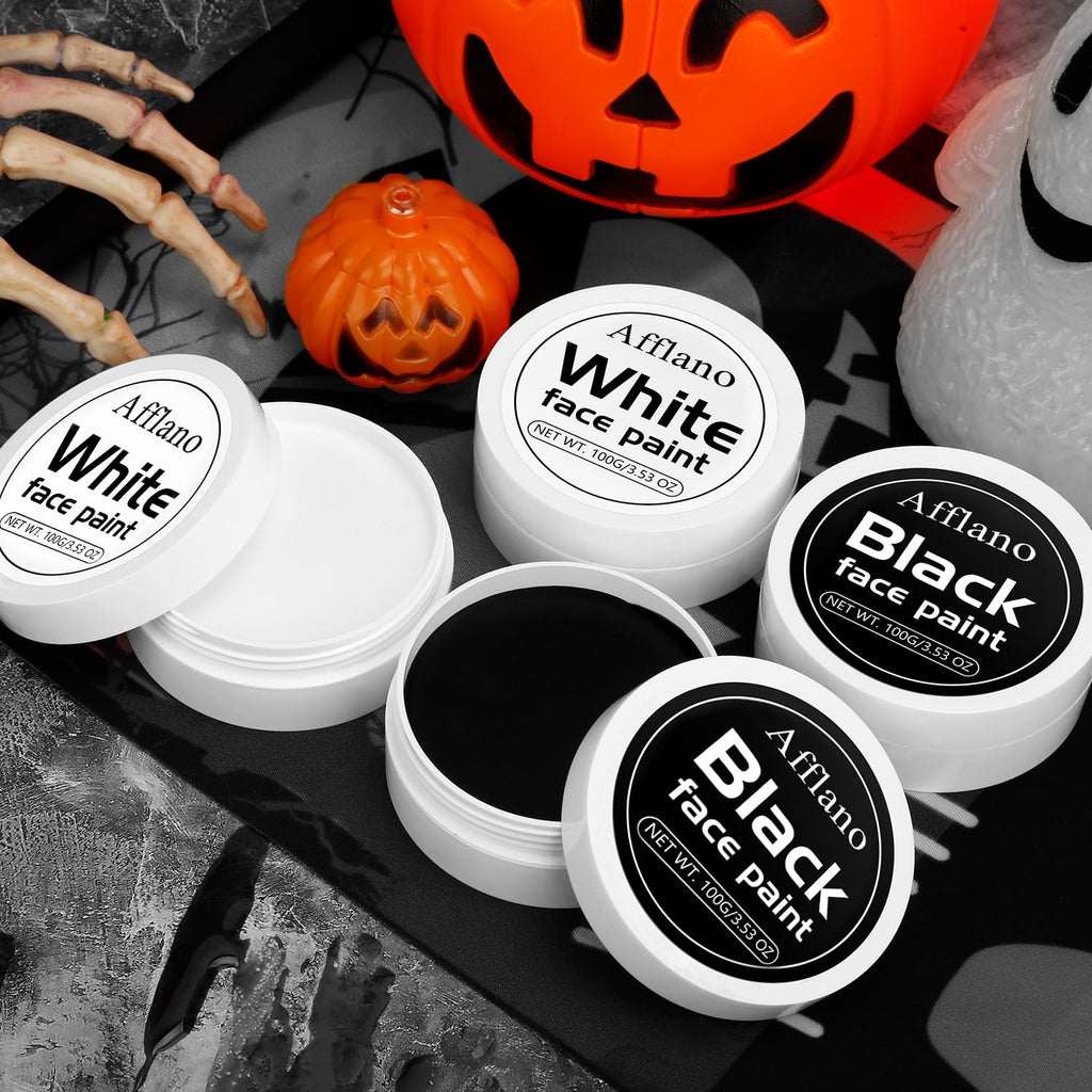 Ecofavor Black & White Face Paint Kit (6pcs) – Professional Oil-Based, Non-Toxic, Long-Lasting