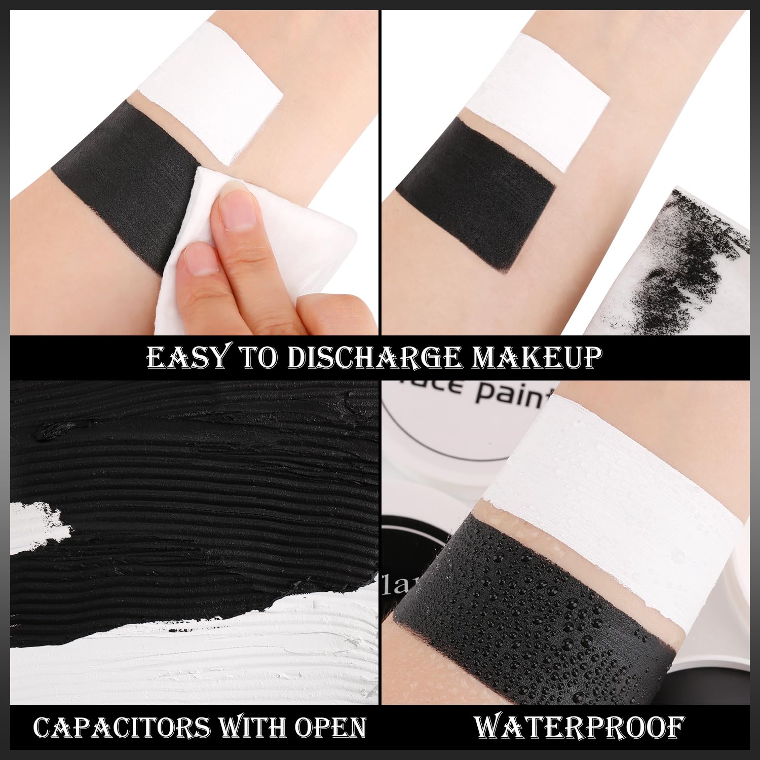 Ecofavor Black & White Face Paint Kit (6pcs) – Professional Oil-Based, Non-Toxic, Long-Lasting