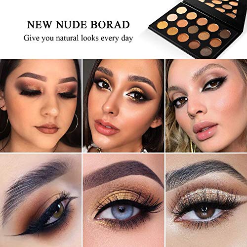 Ecofavor Nude Gold Eyeshadow Palette – 15 Shades, Ultra-Blendable, Waterproof, Travel Size