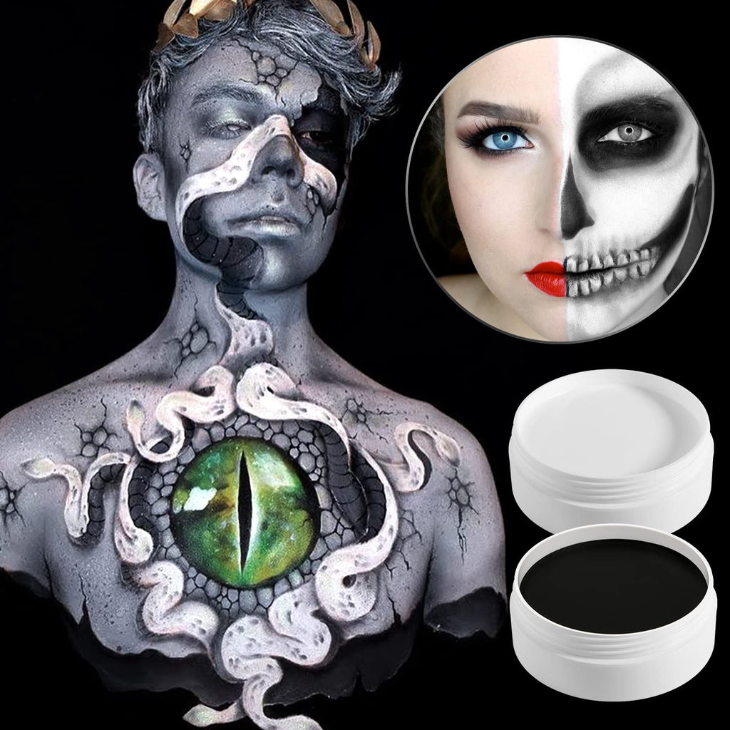 Ecofavor Black & White Face Paint Kit (6pcs) – Professional Oil-Based, Non-Toxic, Long-Lasting