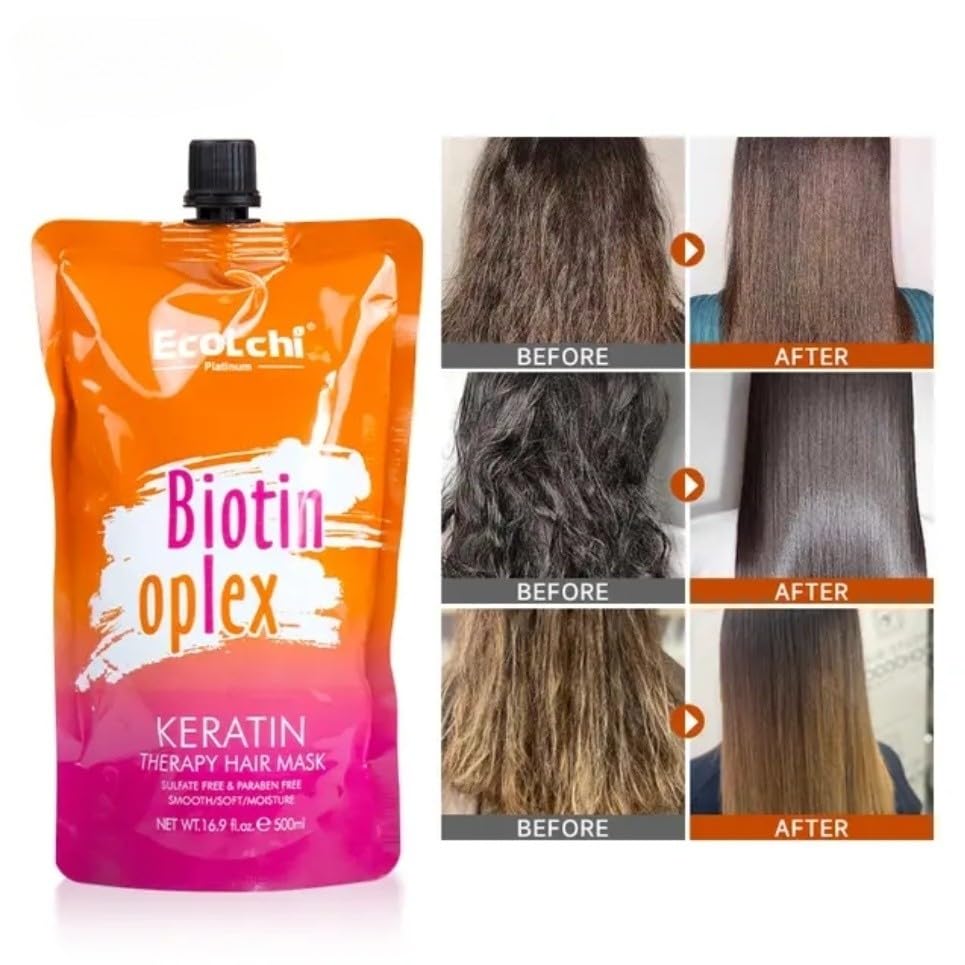 EcoLchi Biotin Oplex Keratin Hair Mask – XL 16.9 oz for Dry, Frizzy Hair