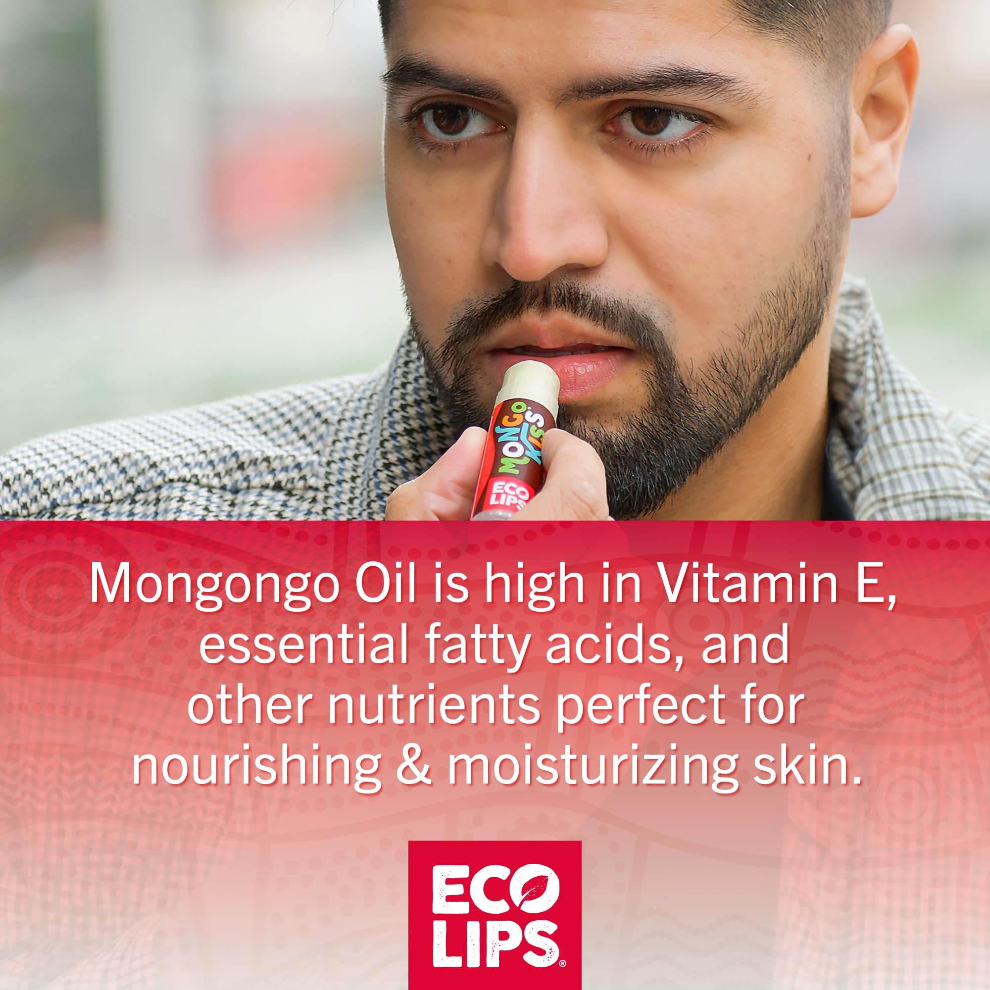 Eco Lips Mongo Kiss 6-Pack Lip Balm - 100% Organic Beeswax & Cocoa Butter with Mongongo Oil | Peppermint, Made in USA