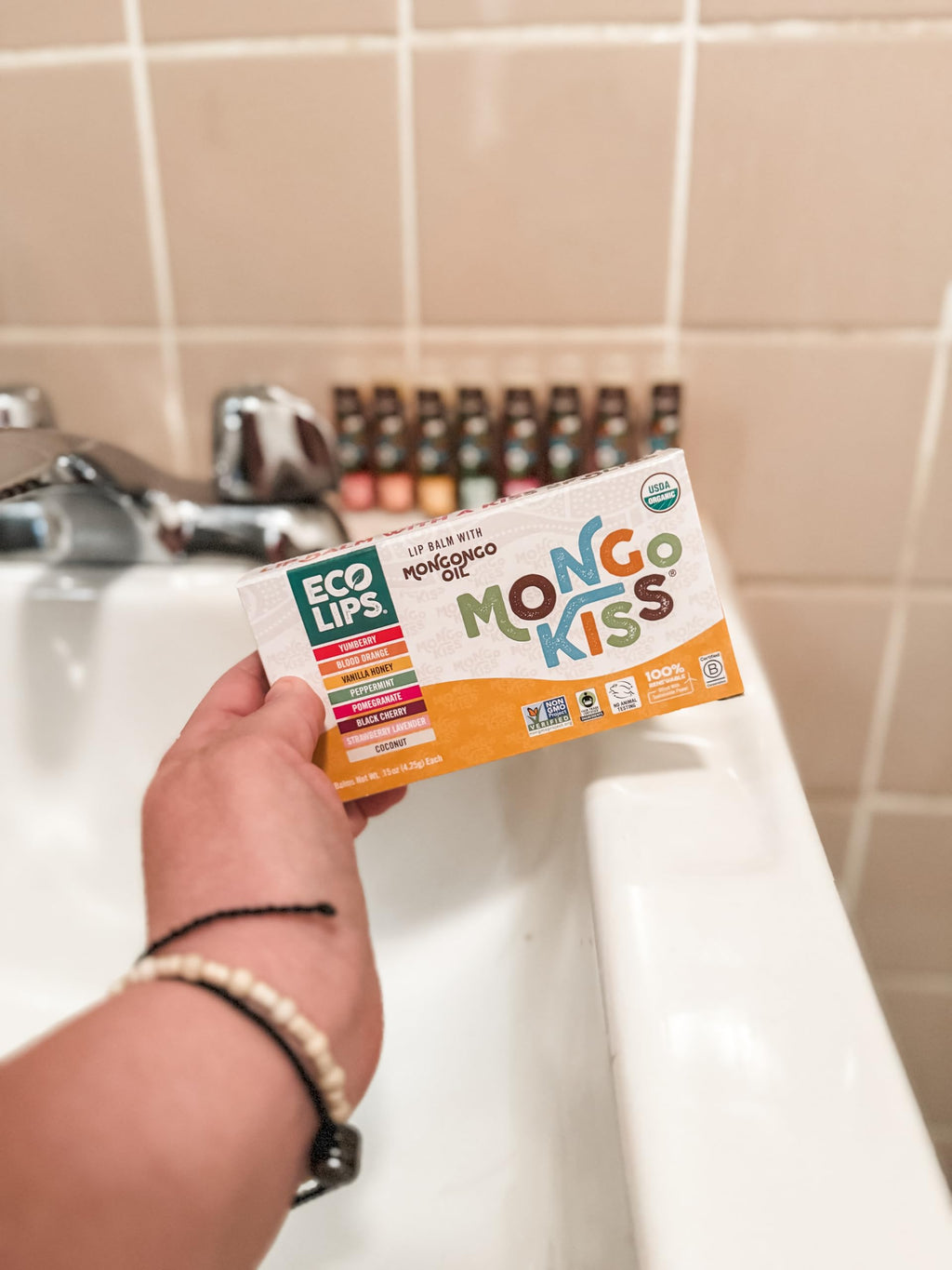 Eco Lips Mongo Kiss USDA Organic Lip Balm Set 8-Pack with Mongongo Oil & Cocoa Butter - USA Made