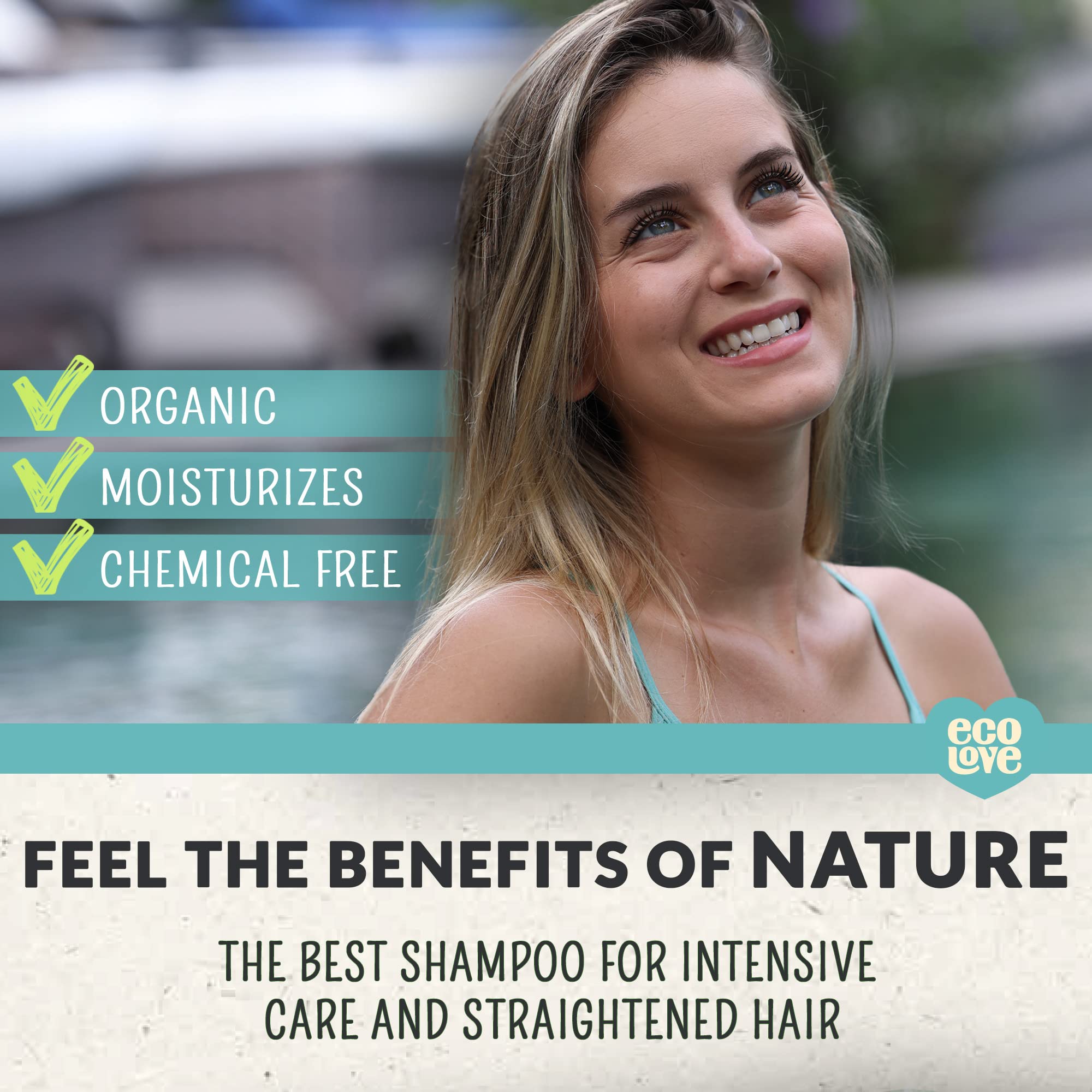 ecoLove - Natural Shampoo for All Hair Types | SLS-Free, Vegan & Cruelty-Free | Moroccan Oil Extract | 17.6 oz