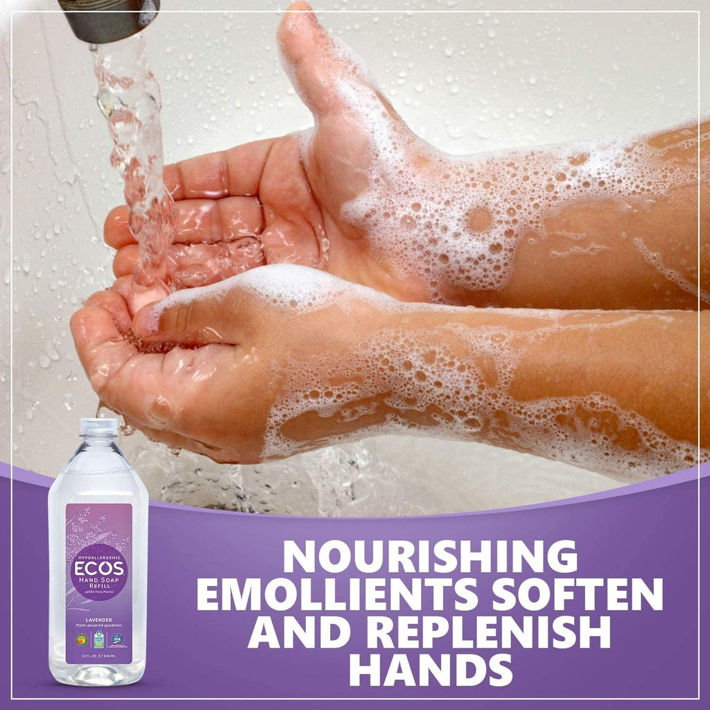 ECOS Lavender Hand Soap Refill (2 Pack, 32 oz Each) – Plant-Based, Gentle & Hydrating