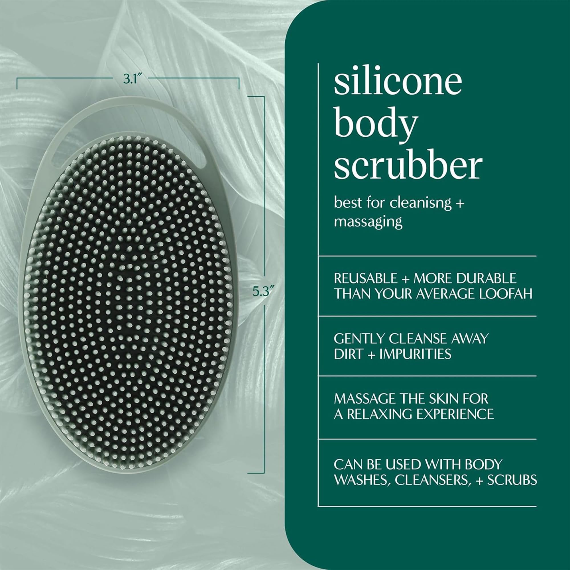 EcoTools Dry Body Brush + Sage Green Silicone Scrubber — Exfoliate & Boost Circulation