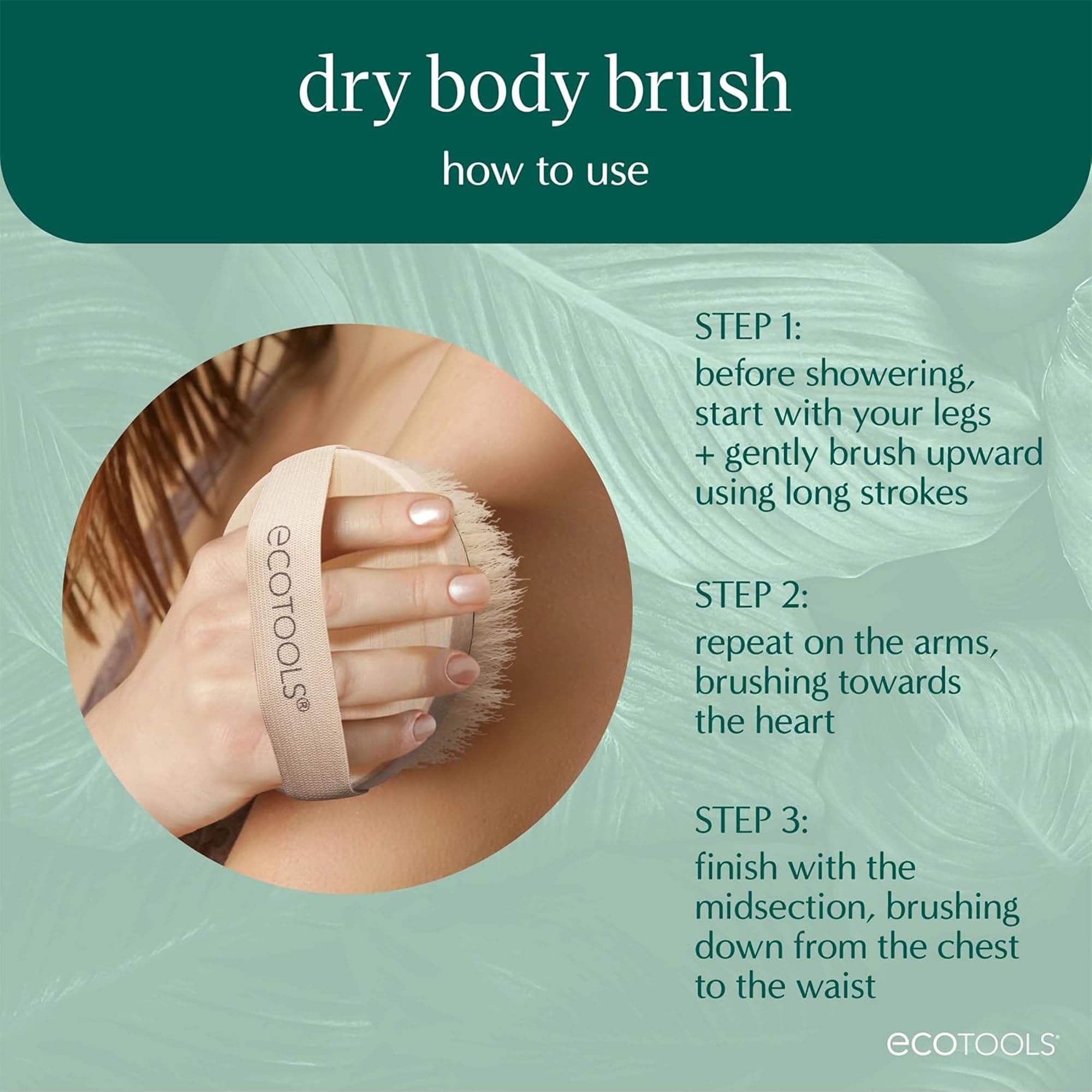EcoTools Dry Body Brush + Sage Green Silicone Scrubber — Exfoliate & Boost Circulation