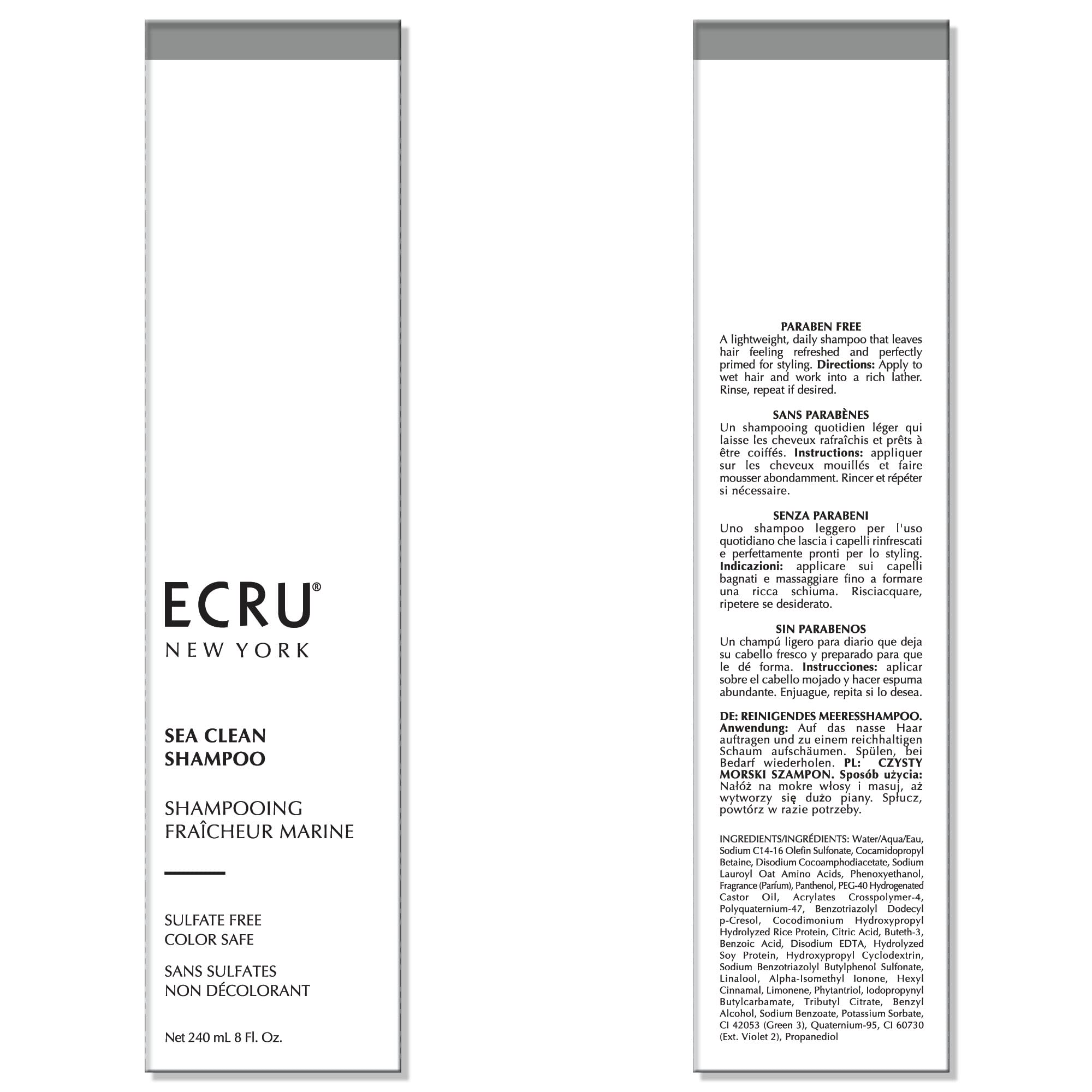 Sea Clean Shampoo by ECRU New York — Lightweight Daily Hair Cleanser, 8 oz