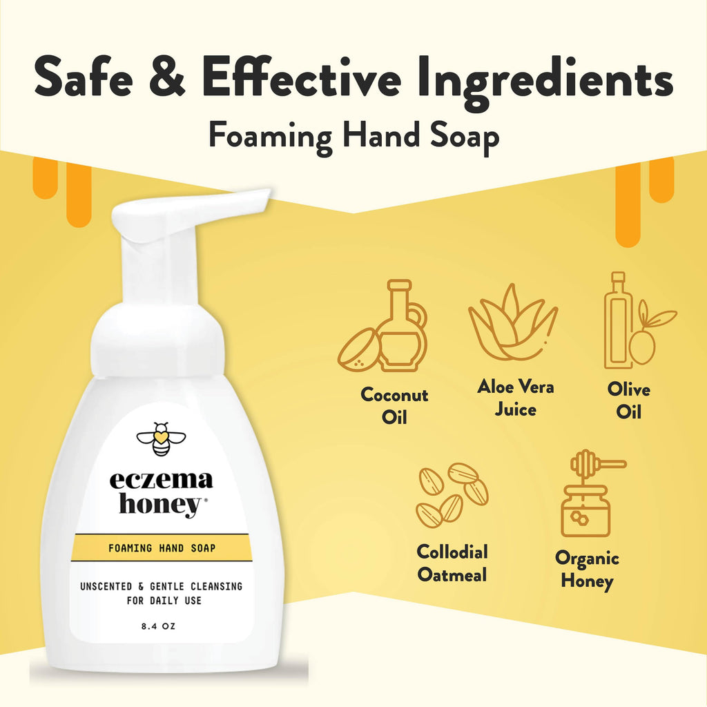 ECZEMA HONEY Gentle Foaming Hand Soap – Unscented, Non-Toxic Handwash with Organic Honey (8.4 oz)