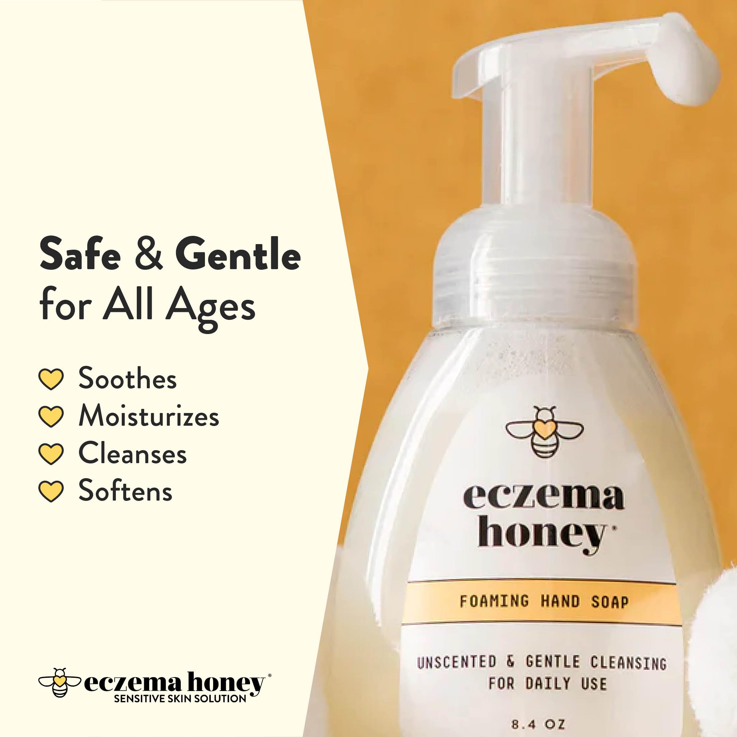 ECZEMA HONEY Gentle Foaming Hand Soap – Unscented, Non-Toxic Handwash with Organic Honey (8.4 oz)