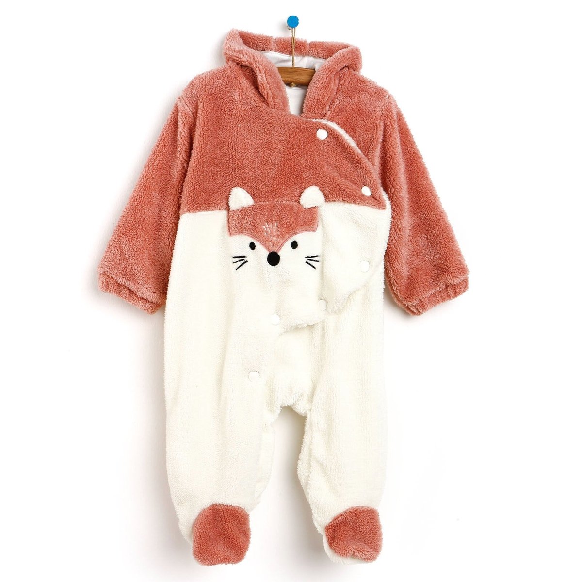 Midimod Fox Detail Soft Fleece Baby Pramsuit with Feet (3 Months to 12 Months)