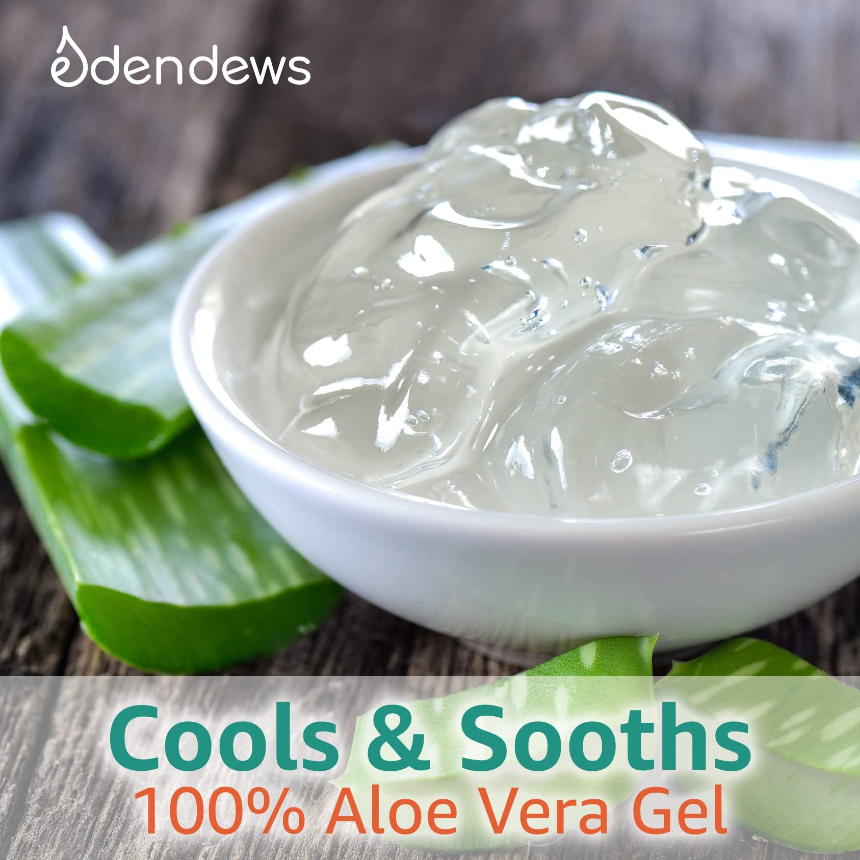 Eden Dews Organic Aloe Vera Gel 100% Pure – Made in USA, Unscented, 16 oz