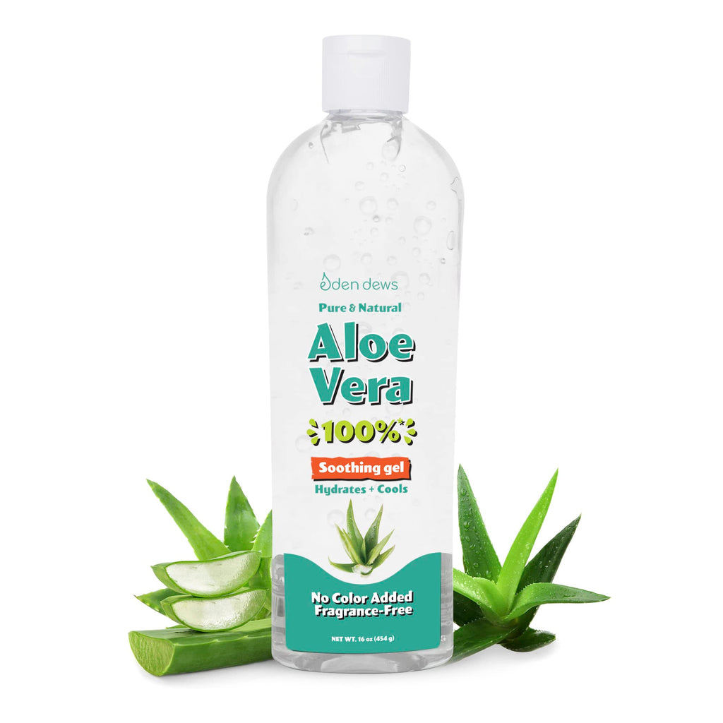 Eden Dews Organic Aloe Vera Gel 100% Pure – Made in USA, Unscented, 16 oz