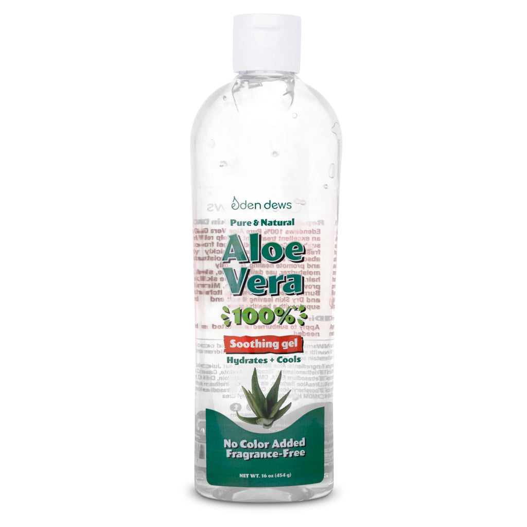 Eden Dews Organic Aloe Vera Gel 100% Pure – Made in USA, Unscented, 16 oz