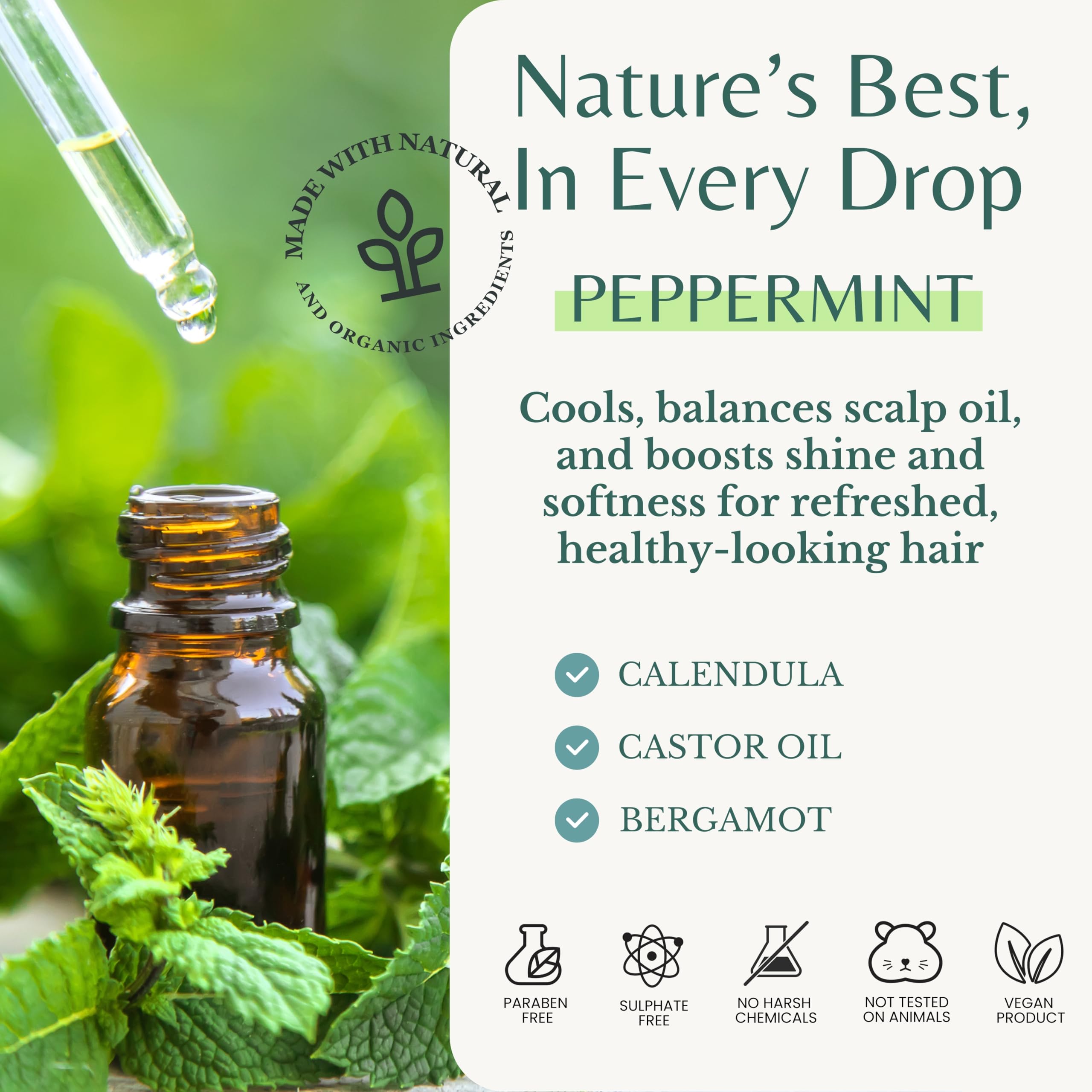 EDENIKA BOTANICALS Peppermint Shampoo with Castor Oil & Biotin – Soothes Scalp, Strengthens Hair, Sulfate-Free 16 oz