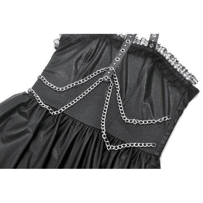Dark in Love Harness Chain Faux Leather Mini Dress