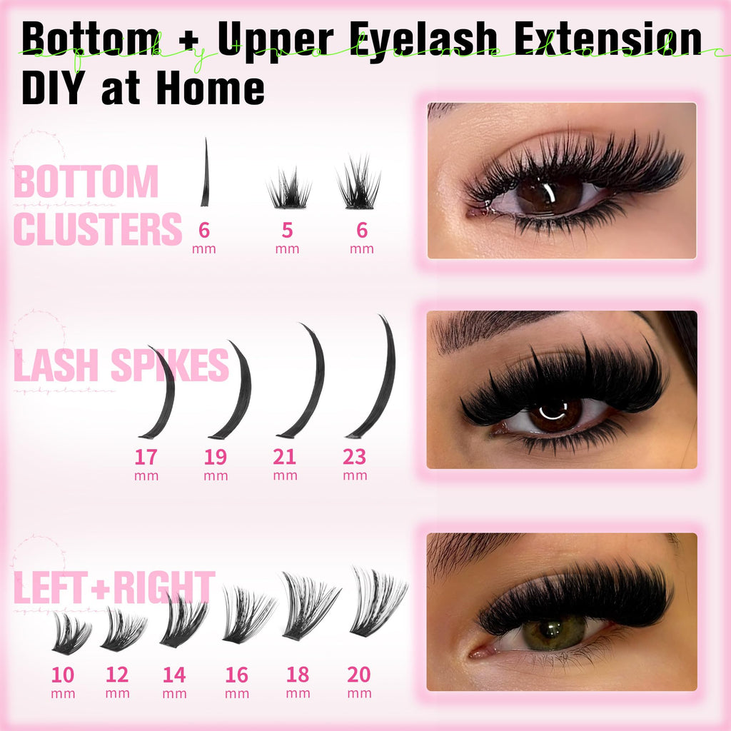 Eefofnn Lash Clusters Kit with Spikes – Cat Eye Volume DIY Lash Extensions