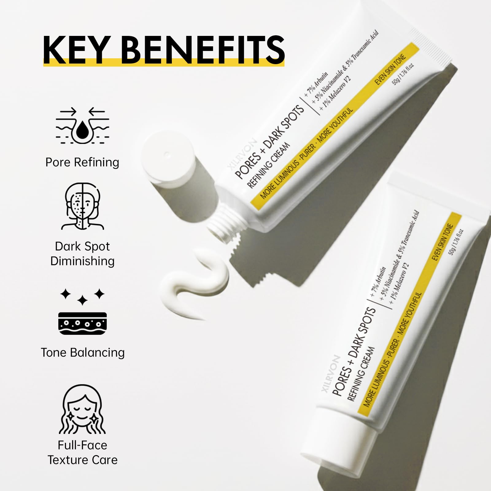 EELHOE Pores + Dark Spots Refining Cream with Arbutin, Niacinamide & Tranexamic Acid | Gentle Hydrating Daily Moisturizer for Sensitive Skin