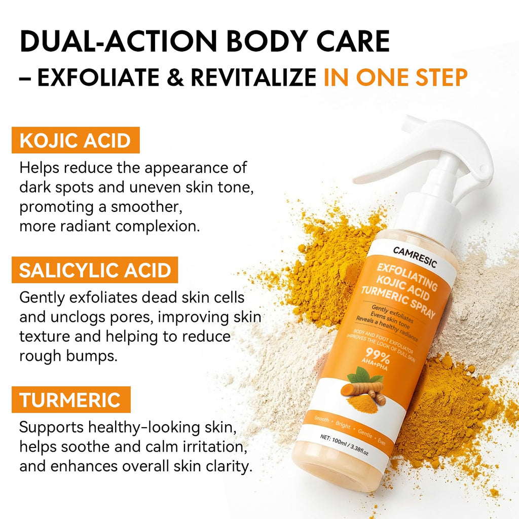 EELHOE Keratin Care Kojic Acid Turmeric Exfoliating Body Spray – Brightening & Smoothing (100ml)