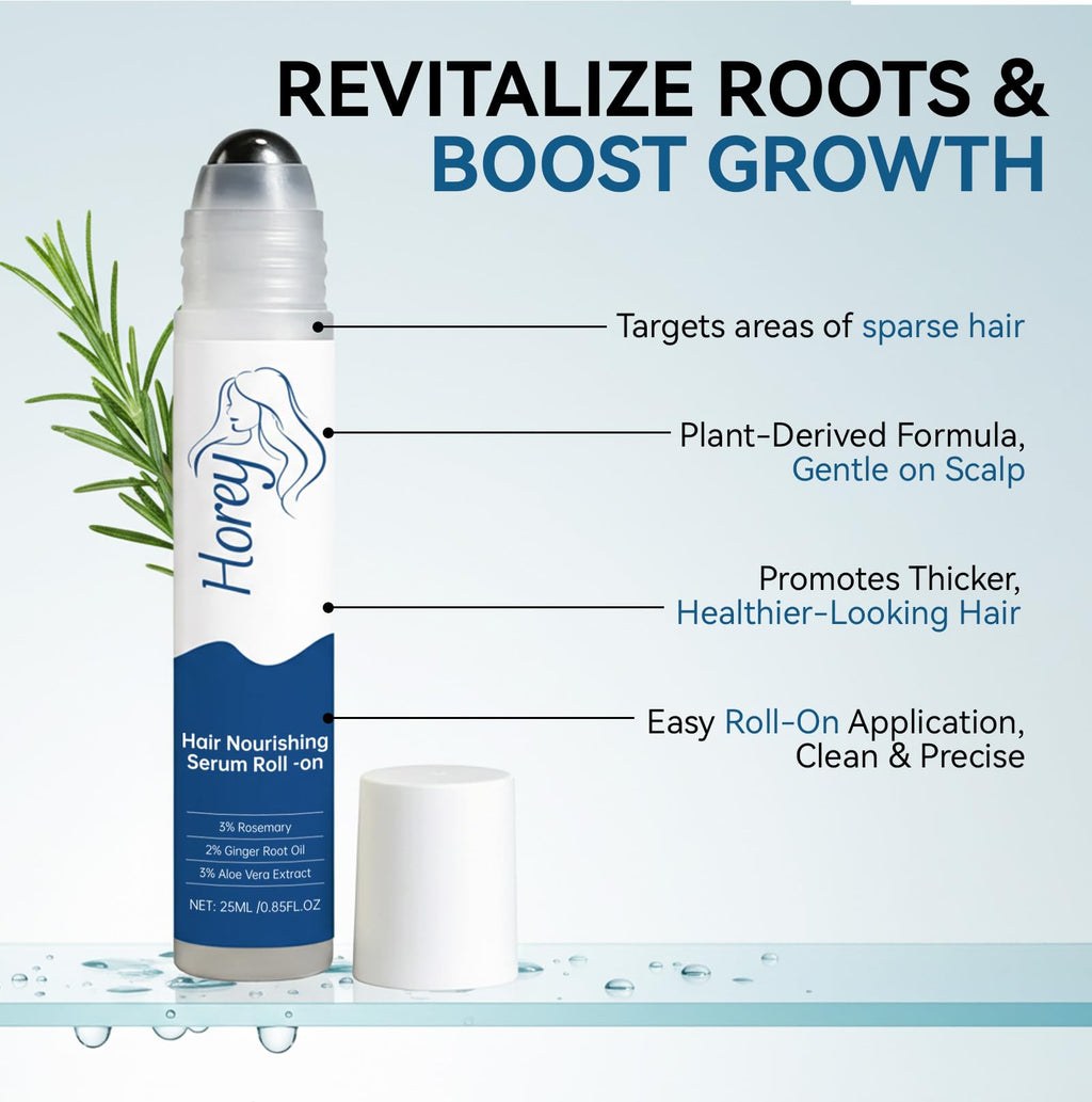 EELHOE Rosemary Hair Growth Serum Roll-On – 25 ml | 3% Rosemary, 2% Ginger, 3% Aloe | Paraben & Sulfate-Free