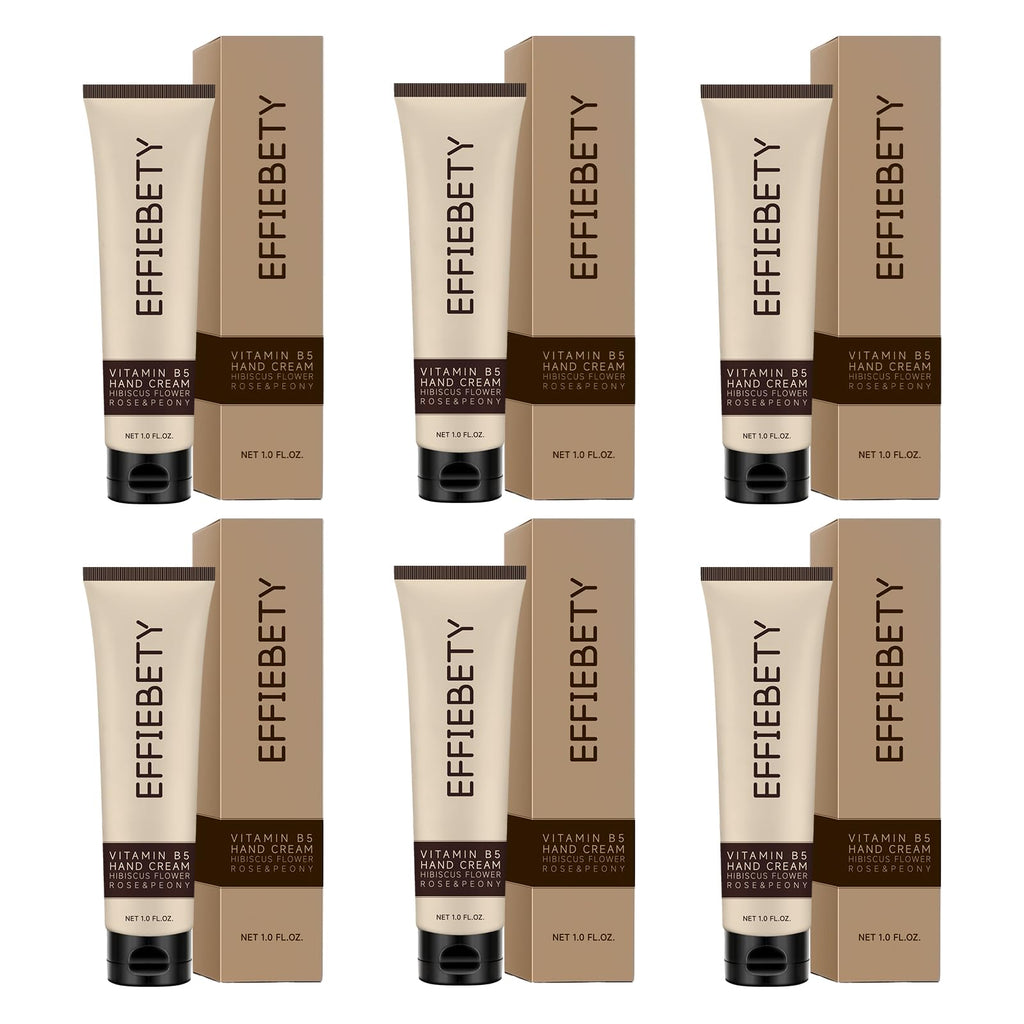 EFFIEBETY 6 Pack Vitamin B5 Hand Cream – Fast-Absorbing, Non-Greasy, Hibiscus Rose & Peony