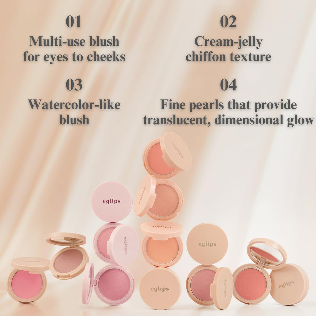 EGLIPS All Over Blusher - Multi-Use Cream Jelly Blush for Eyes & Cheeks, Buildable Color & Subtle Shimmer (0.17 oz)