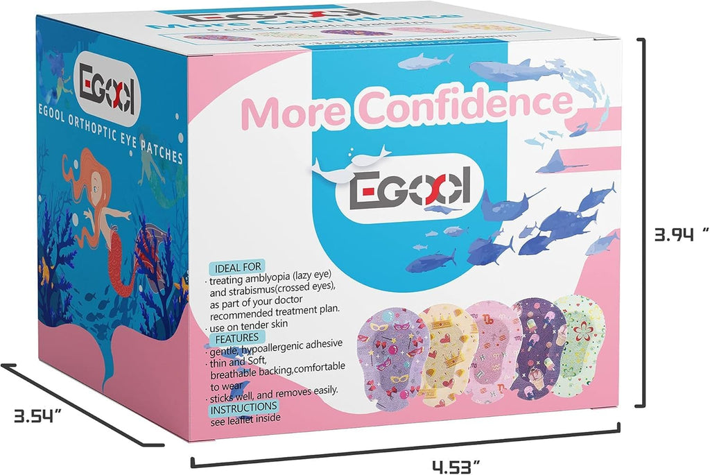 EGOOL Kids Adhesive Eye Patches – Hypoallergenic, Breathable, Colorful Patterns (45 + 5 Bonus)