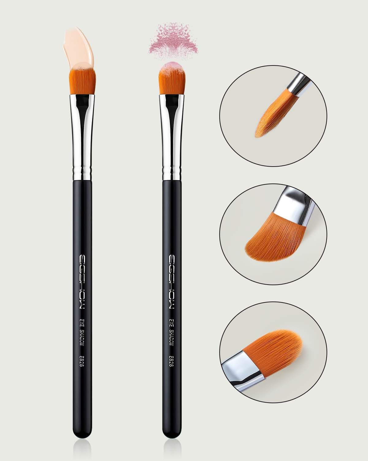 EIGSHOW Concealer Brushes — Flat Concealer & Eyeshadow Primer Brush Set (E828, 2-Piece)