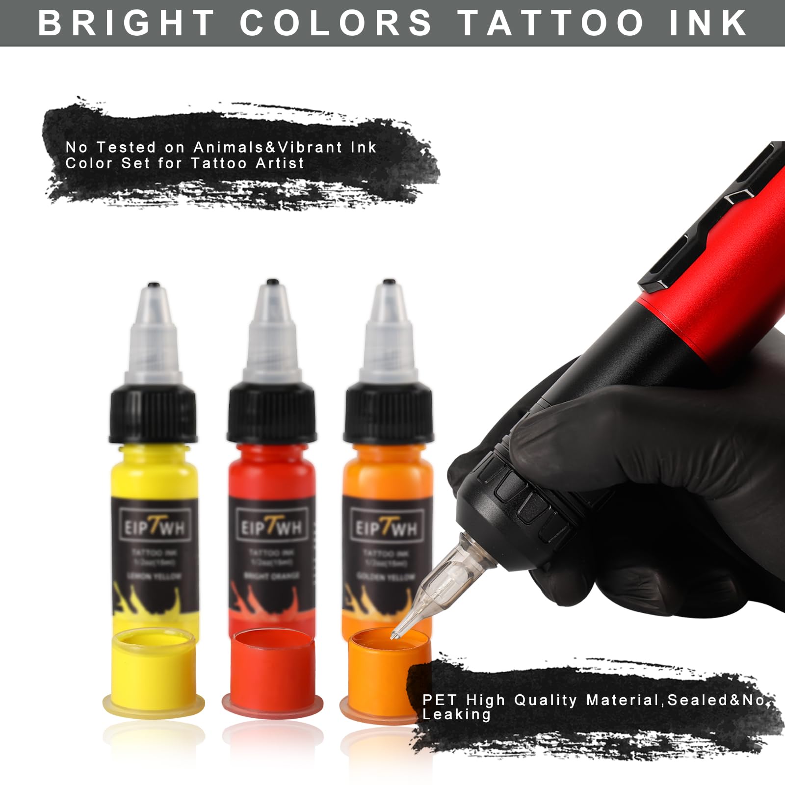 EIPTWH 14 Colors Tattoo Ink Set – 1/2oz Bottles for Bright, Long-Lasting Color