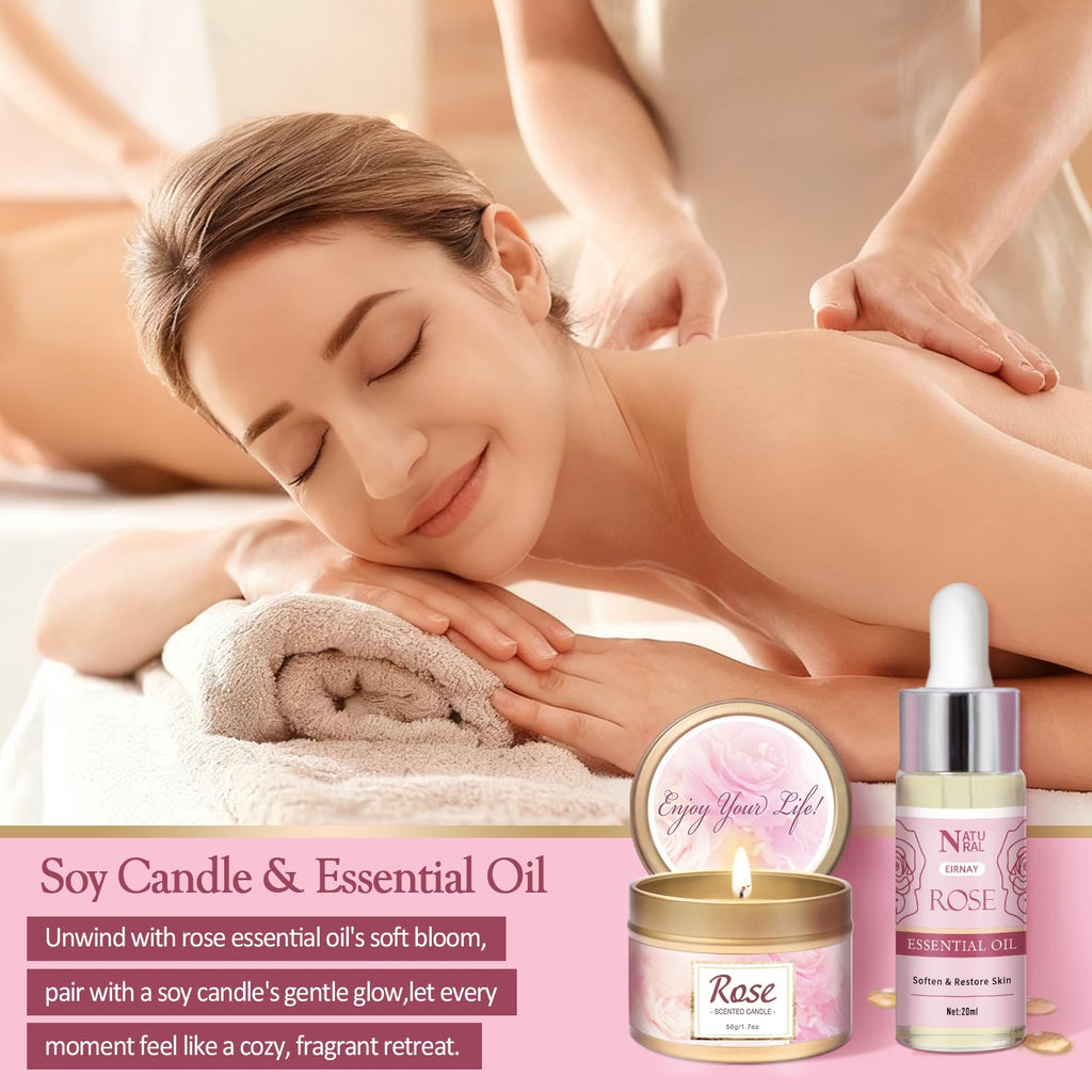 EIRNAY Rose Spa Gift Basket for Women – 12-Piece Self-Care Kit