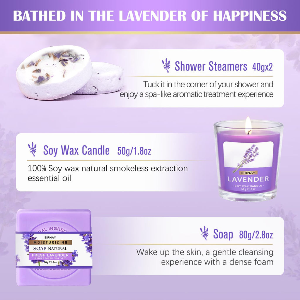EIRNAY Lavender Spa Gift Set – 17-Piece At-Home Spa Kit for Women | Gift for Her
