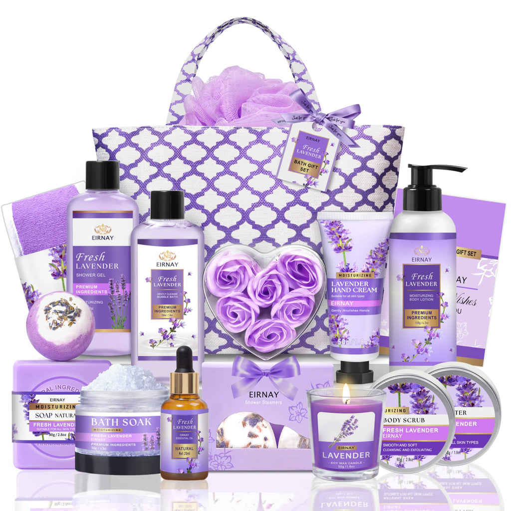 EIRNAY Lavender Spa Gift Set – 17-Piece At-Home Spa Kit for Women | Gift for Her
