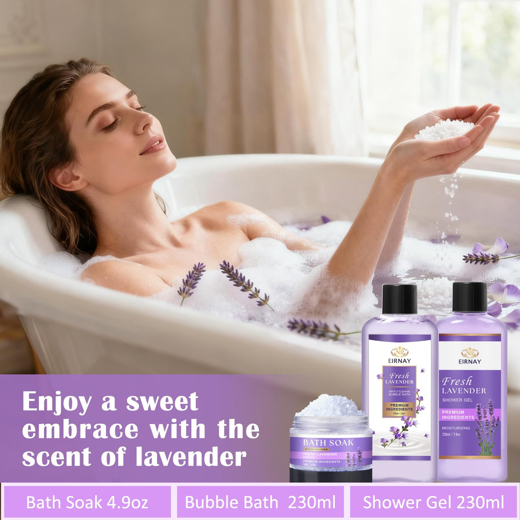 EIRNAY Lavender Spa Gift Set – 17-Piece At-Home Spa Kit for Women | Gift for Her