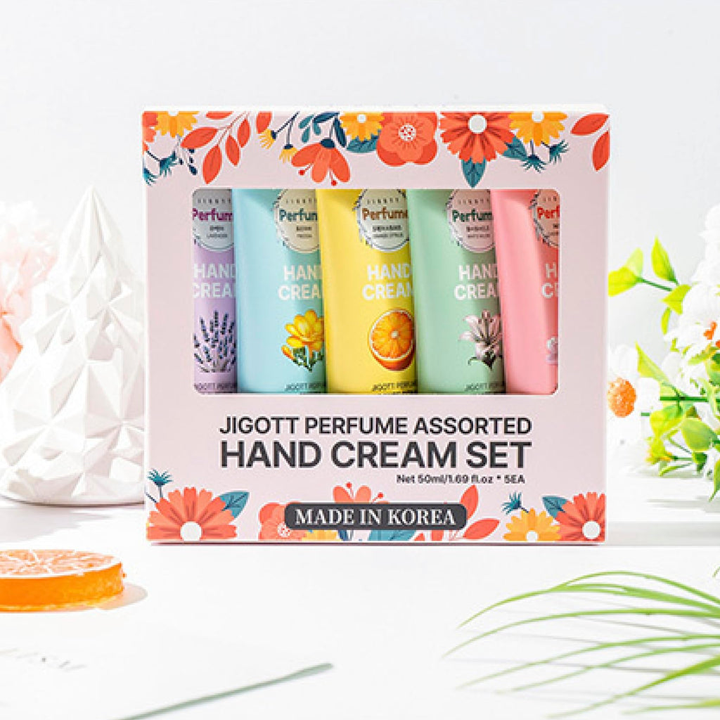 Ekais Perfume Hand Cream Gift Set – 5 Scented Mini Lotions (Lavender, Citrus, Musk, Cherry Blossom, Freesia) – Travel-Size K-Beauty