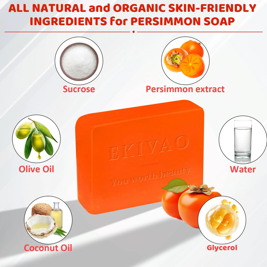EKIVAO 3-Pack Persimmon Soap Bar – All-Natural Odor Control for All Ages