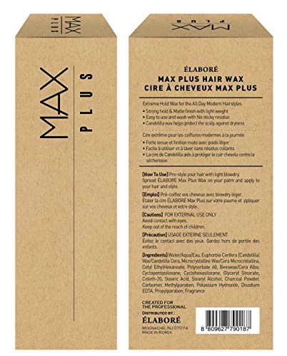 Elabore MAX Plus Hair Wax 2 Pack – 3.38 fl oz / 100 ml | Lightweight Hold for Men