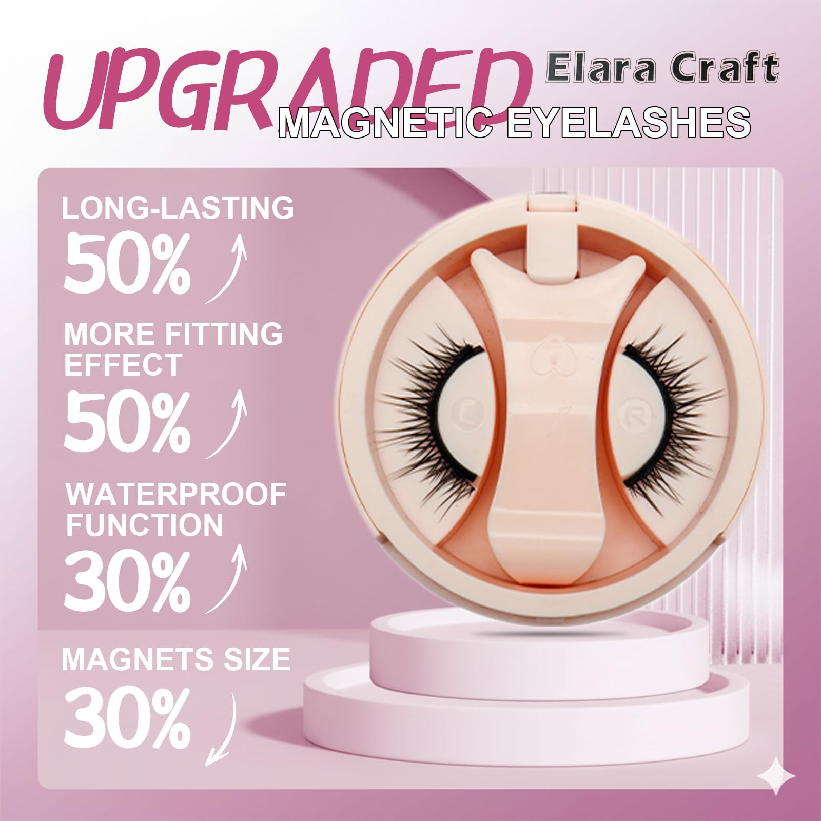 Elara Craft Magnetic Eyelashes with Applicator – No Glue Needed, Reusable, Natural Look (L02)
