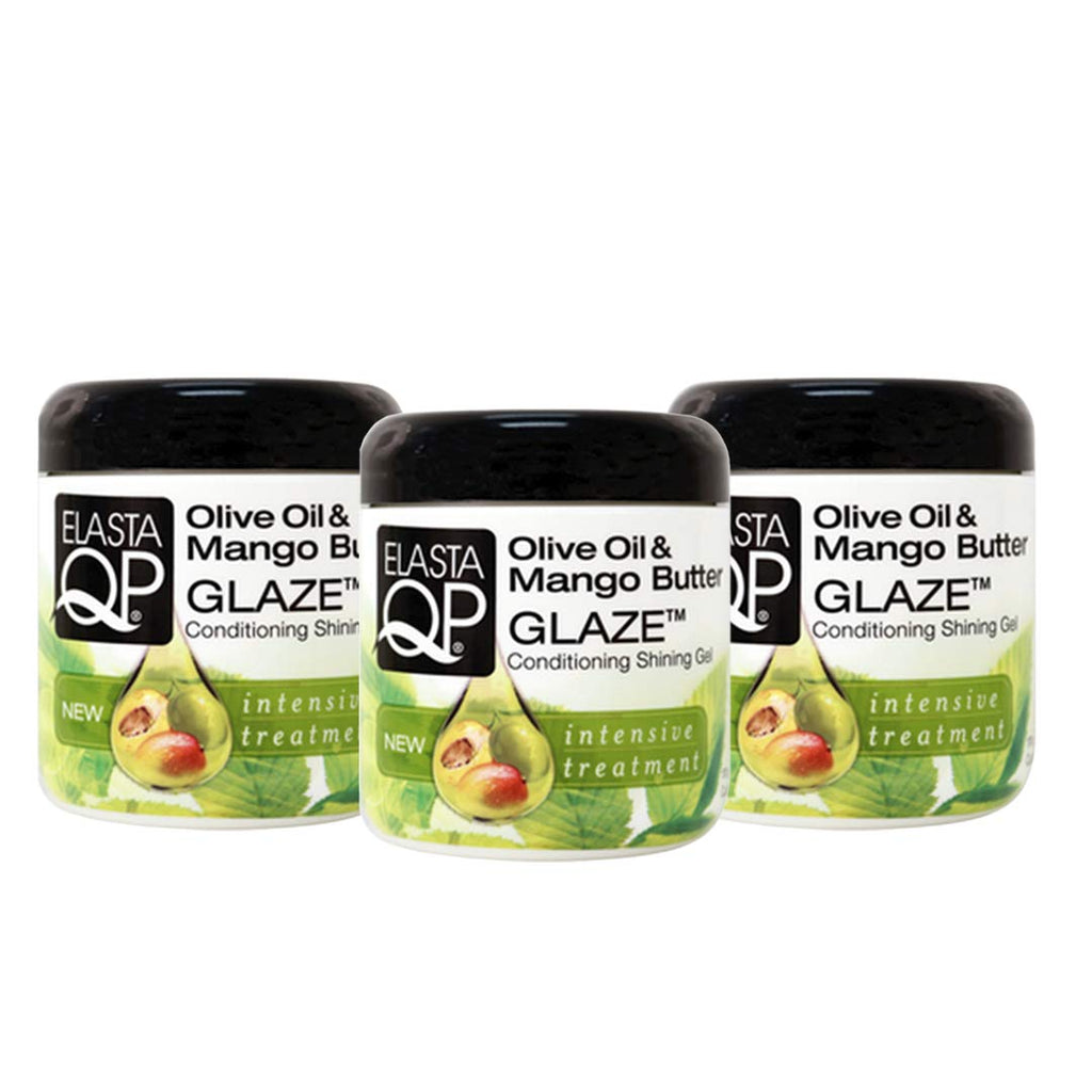 ELASTA QP Olive Oil & Mango Butter Glaze (3 Pack) – Soft, Defined Curls, Shine, 6 oz