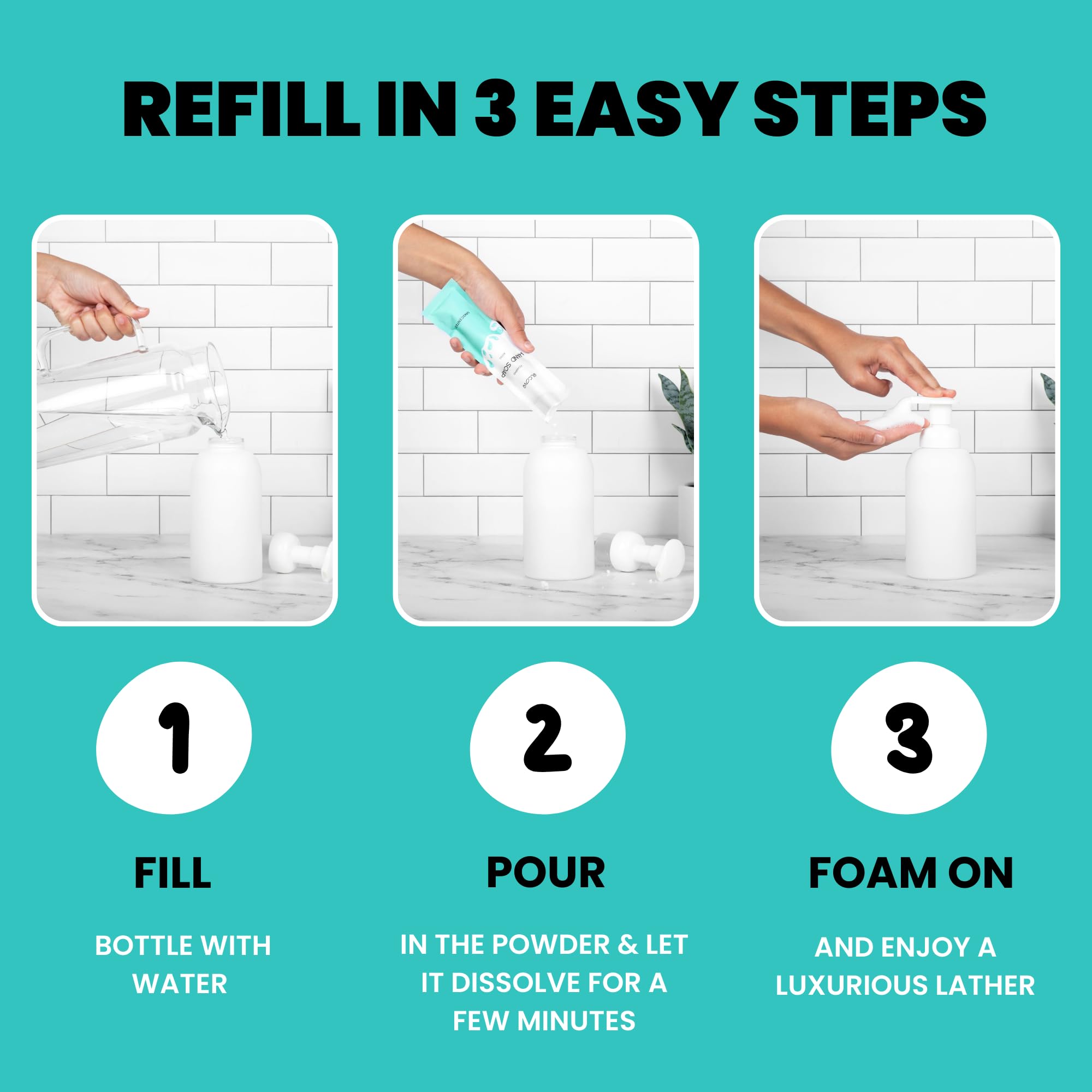 Elcove Foaming Unscented Hand Soap Refills (5 Pack) — Concentrated Powder for 12 oz Fragrance-Free Foam