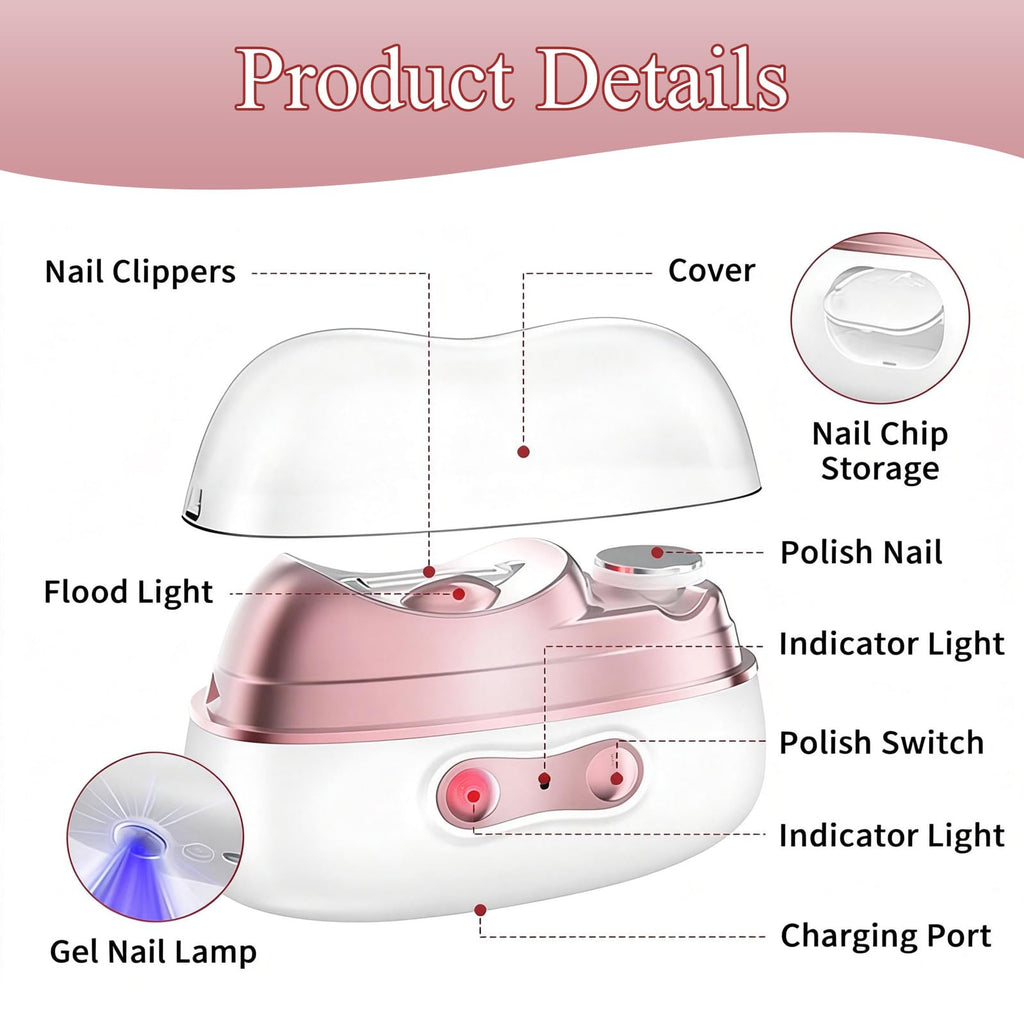 2026 Electric Nail Clipper 4-in-1: Automatic Trimmer with LED Light & UV Curing
