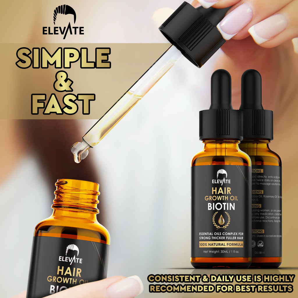 Elevate Hair Growth Oil – Biotin Serum & Castor Oil for Stronger, Fuller Hair | 1 Fl Oz