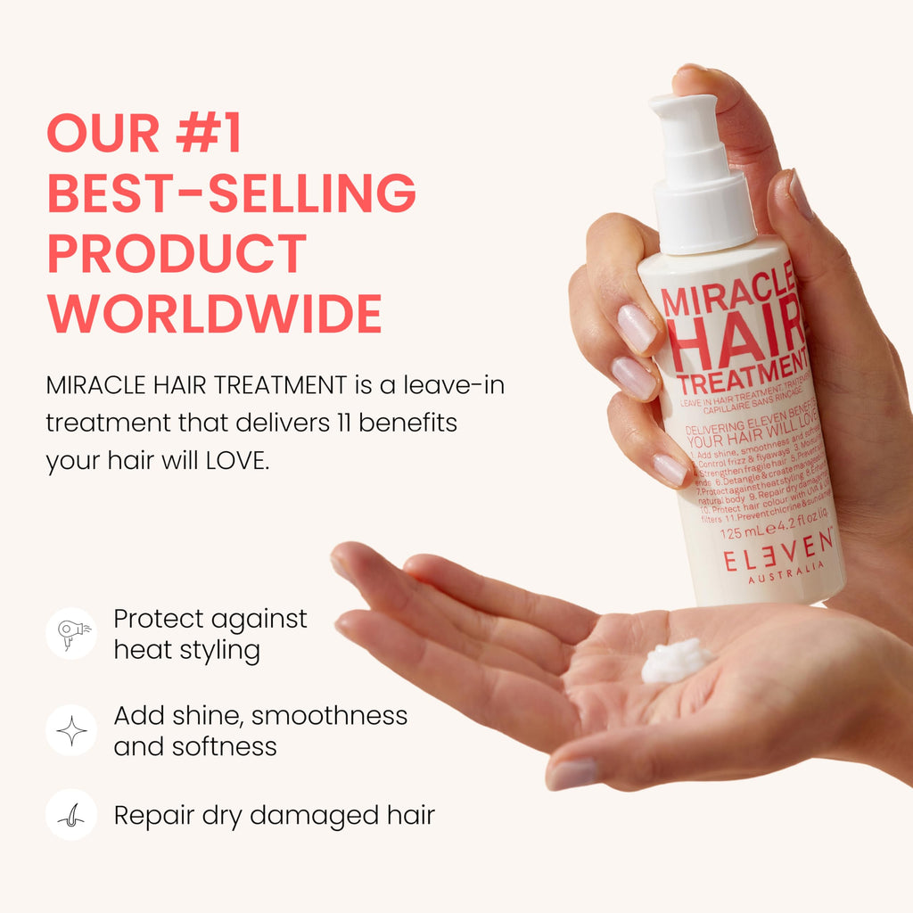 ELEVEN AUSTRALIA Miracle Leave In Hair Treatment – Heat Protection & Detangler