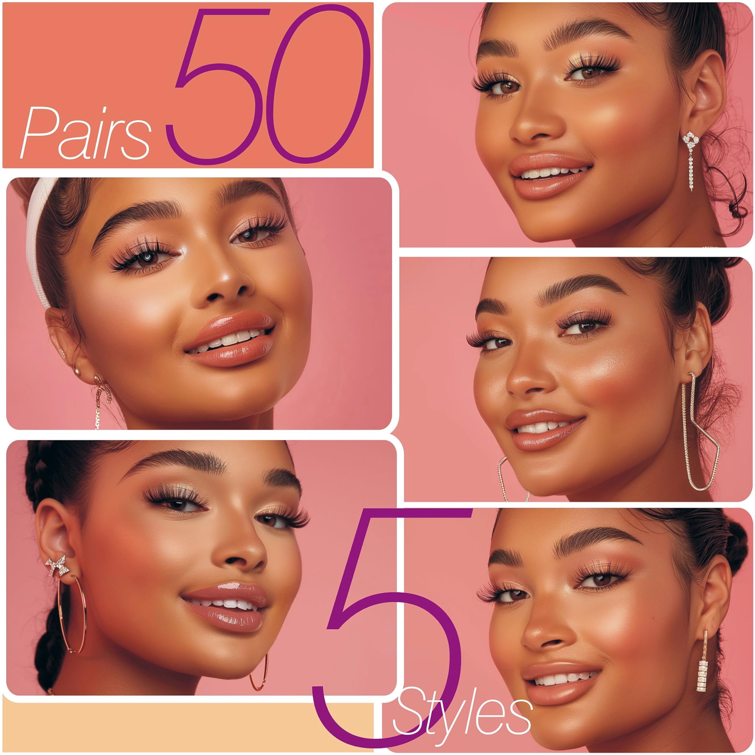 Eliace Eyelashes – 50 Pairs, 5 Styles | Luxurious Faux Mink, Natural Look