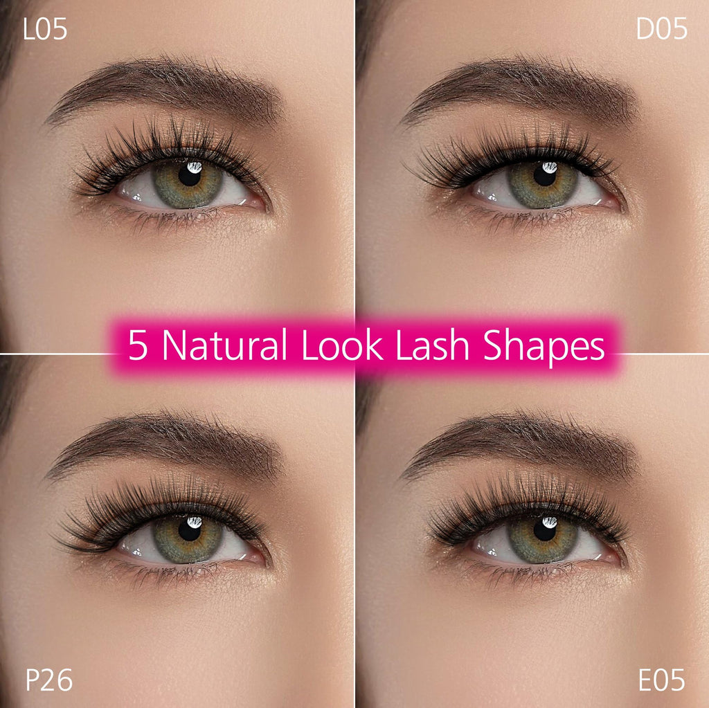 Eliace Luxurious 50 Pairs Cat Eye Lashes – 5 Styles, 3D Mink, Soft Band, Lash Tweezers