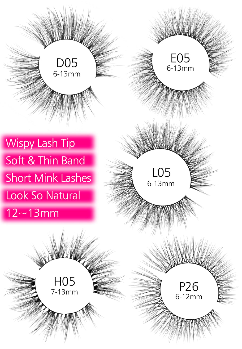 Eliace Luxurious 50 Pairs Cat Eye Lashes – 5 Styles, 3D Mink, Soft Band, Lash Tweezers